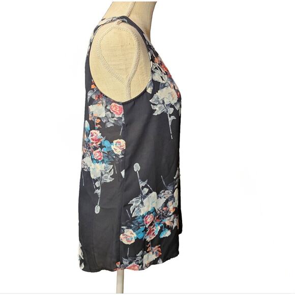Daniel Rainn Sleeveless Blouse Womens Sz Small Floral Split Front Tank Top - Picture 3 of 9